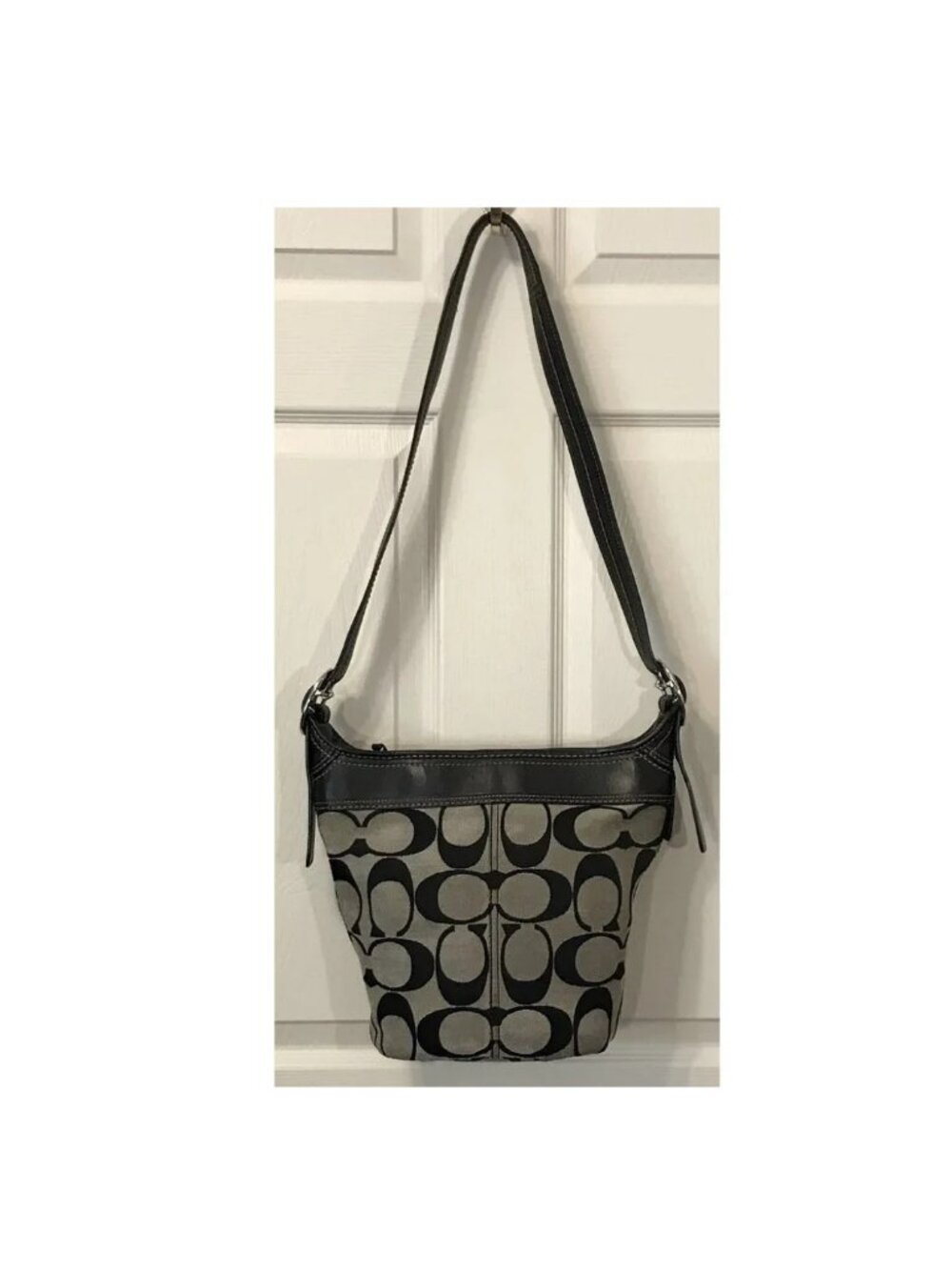 Coach Signature Bleeker Bucket Bag Crossbody Shoulder Bag F13358 Black/Gray